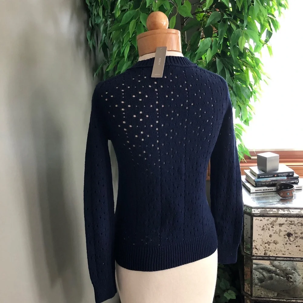 NWT‎ J. Crew Allover Pointelle Crewneck Sweater XXS